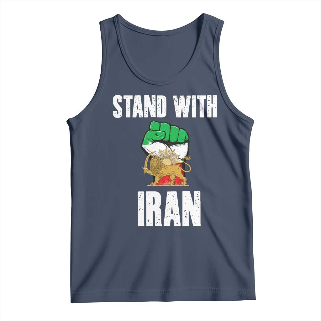 Free Iran Support Iranian MIGA Tank Top Stand With Iran TS14 Navy Print Your Wear