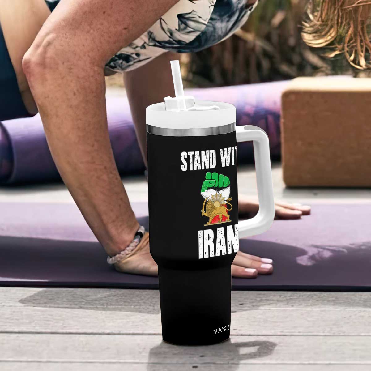 Free Iran Support Iranian MIGA Tumbler With Handle Stand With Iran TS14 Print Your Wear