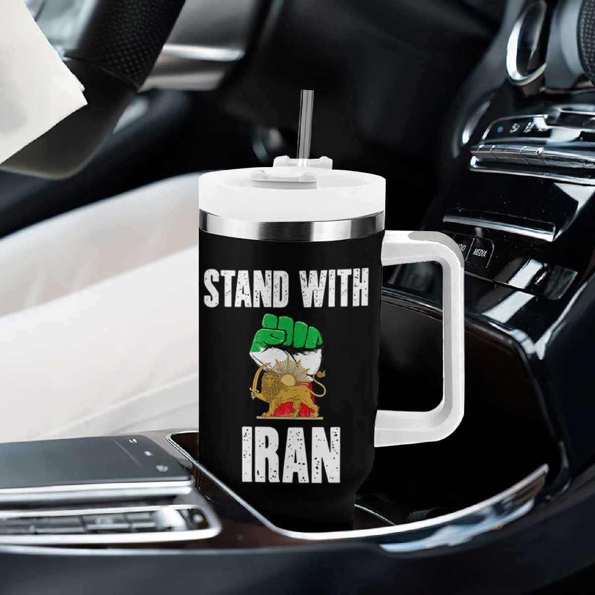 Free Iran Support Iranian MIGA Tumbler With Handle Stand With Iran TS14 Print Your Wear