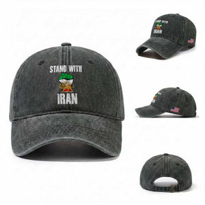 Free Iran Support Iranian MIGA Washed Cotton Baseball Cap Stand With Iran TS14 Washed Cap Universal Fit Dark Green Print Your Wear