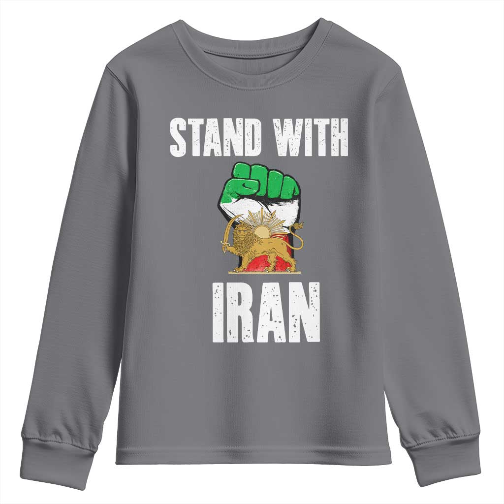 Free Iran Support Iranian MIGA Youth Sweatshirt Stand With Iran TS14 Charcoal Print Your Wear
