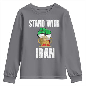 Free Iran Support Iranian MIGA Youth Sweatshirt Stand With Iran TS14 Charcoal Print Your Wear