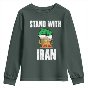 Free Iran Support Iranian MIGA Youth Sweatshirt Stand With Iran TS14 Dark Forest Green Print Your Wear