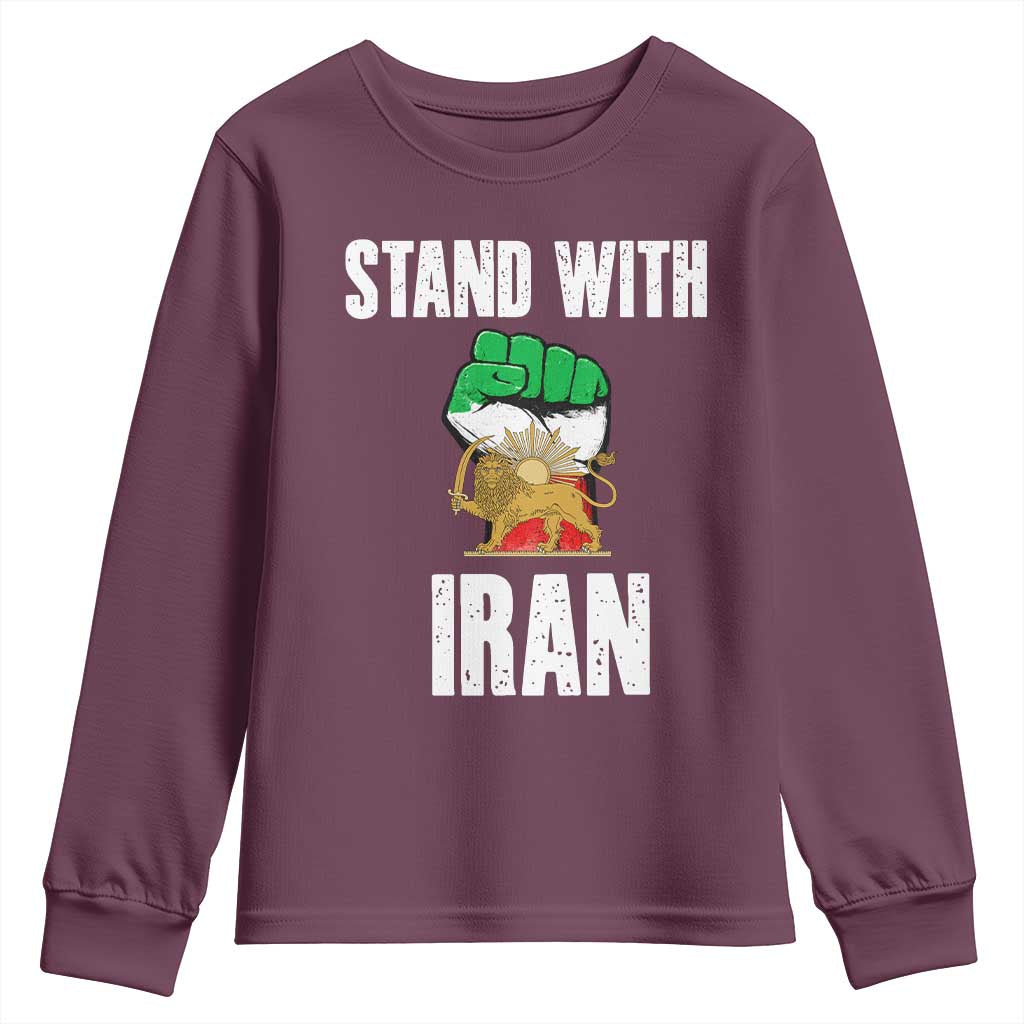 Free Iran Support Iranian MIGA Youth Sweatshirt Stand With Iran TS14 Maroon Print Your Wear
