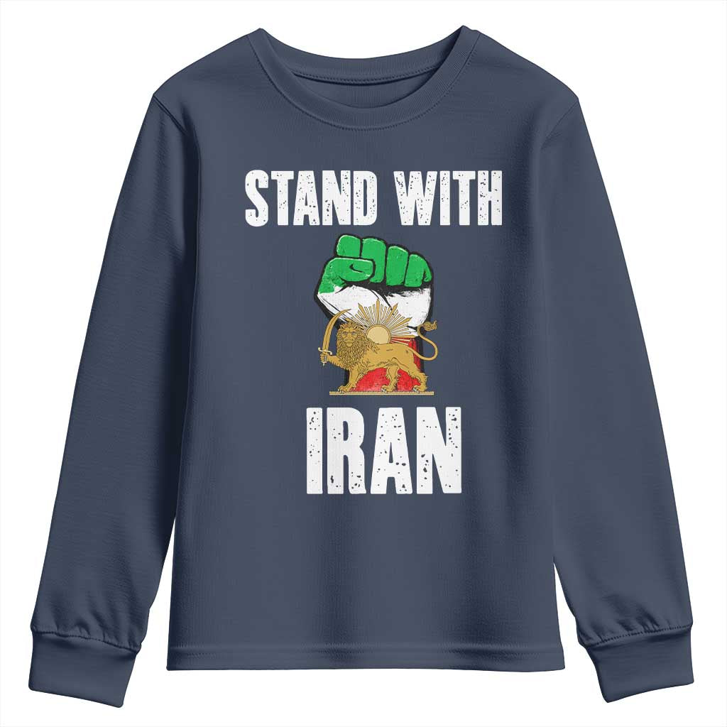 Free Iran Support Iranian MIGA Youth Sweatshirt Stand With Iran TS14 Navy Print Your Wear