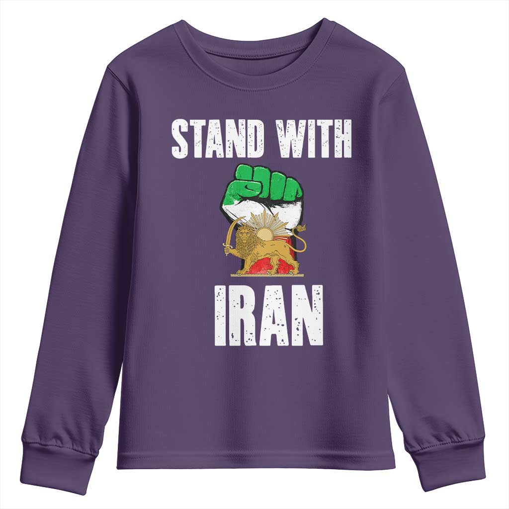 Free Iran Support Iranian MIGA Youth Sweatshirt Stand With Iran TS14 Purple Print Your Wear
