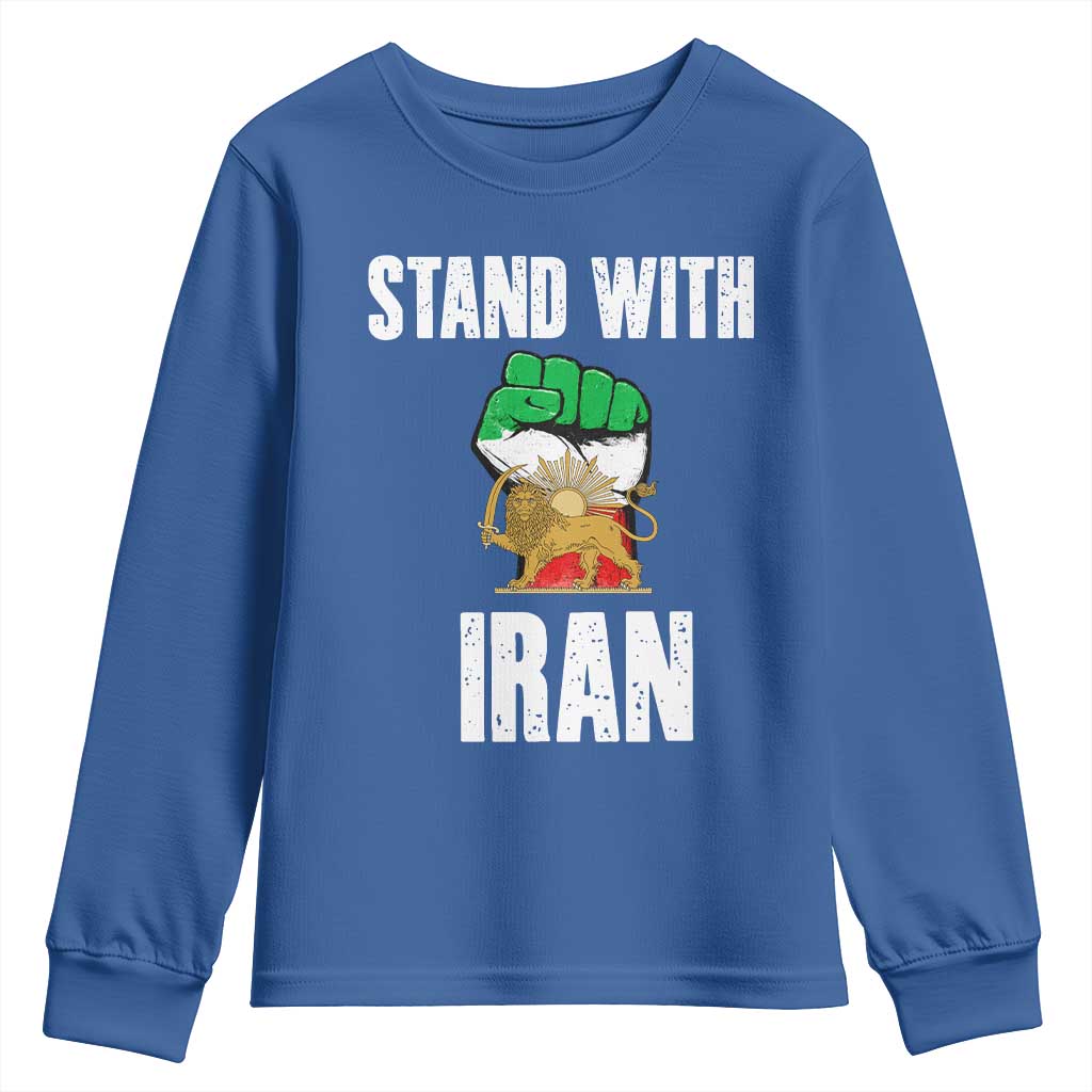 Free Iran Support Iranian MIGA Youth Sweatshirt Stand With Iran TS14 Royal Blue Print Your Wear