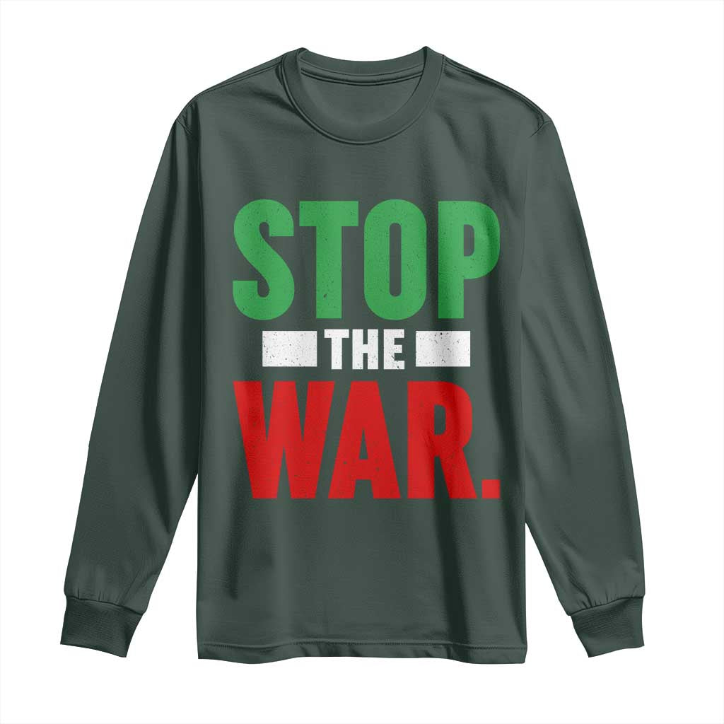 Free Iran Support Iranian MIGA Long Sleeve Shirt Stop The War TS14 Dark Forest Green Print Your Wear