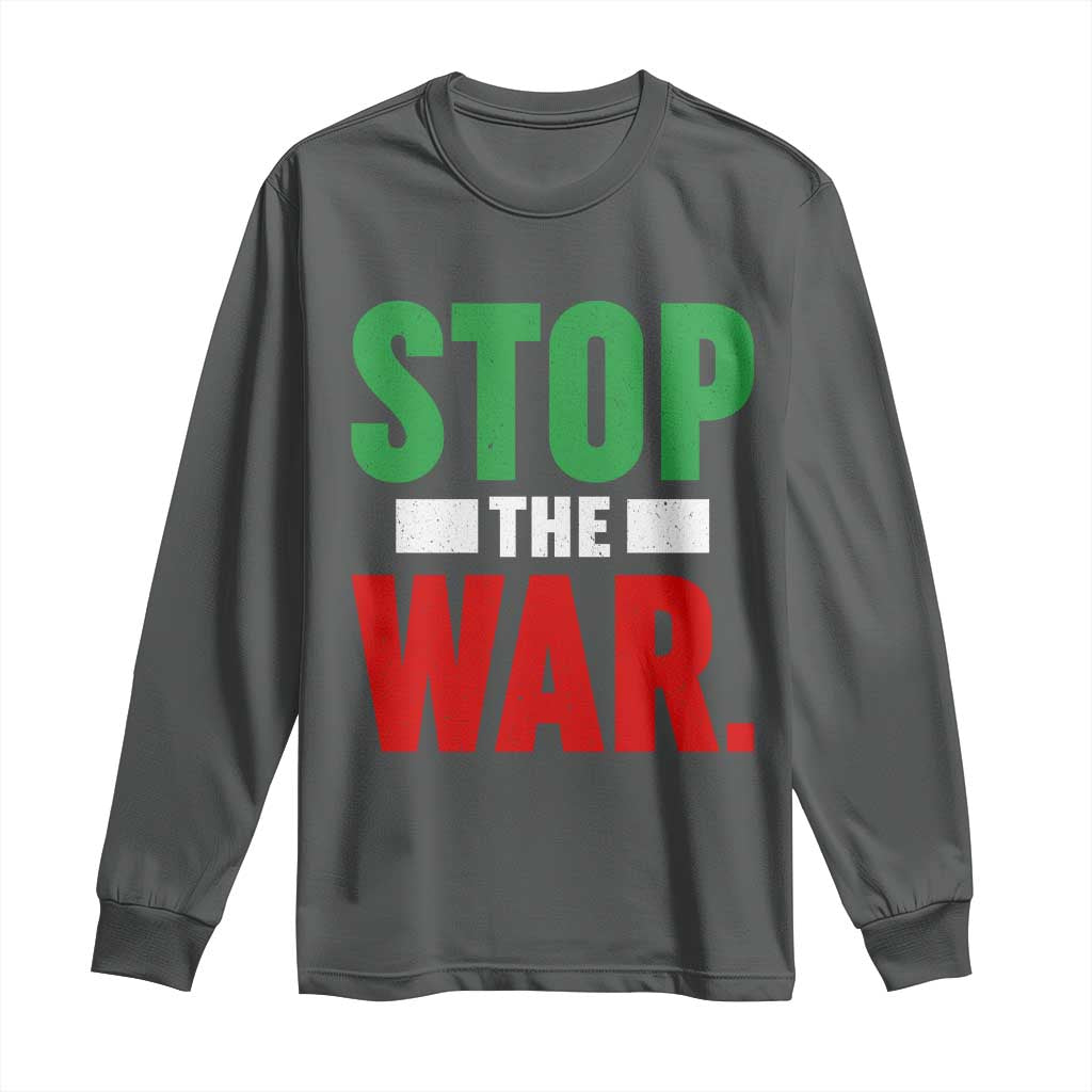 Free Iran Support Iranian MIGA Long Sleeve Shirt Stop The War TS14 Dark Heather Print Your Wear