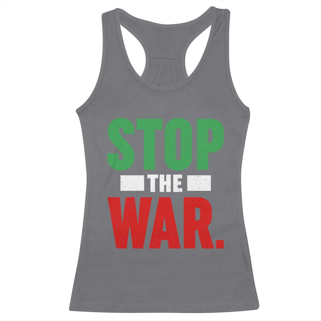 Free Iran Support Iranian MIGA Racerback Tank Top Stop The War TS14 Charcoal Print Your Wear