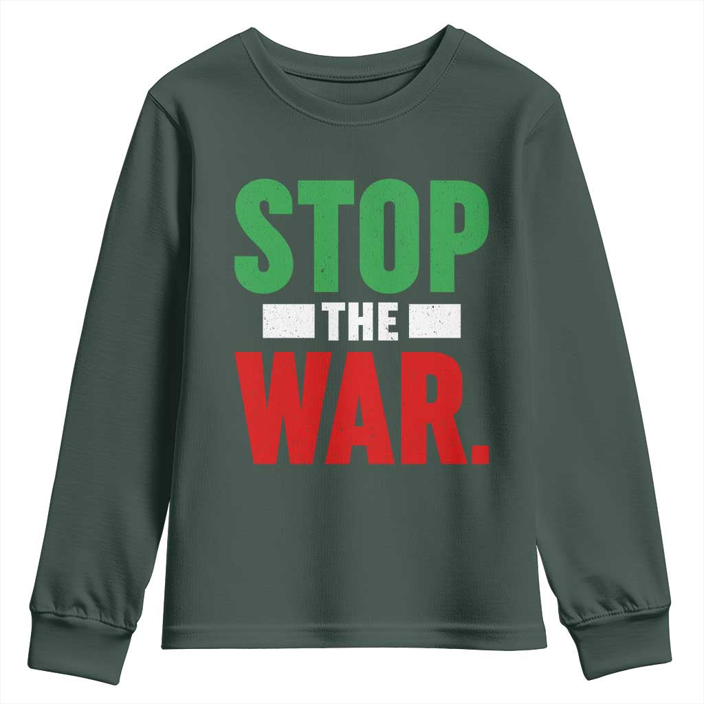 Free Iran Support Iranian MIGA Youth Sweatshirt Stop The War TS14 Dark Forest Green Print Your Wear