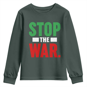 Free Iran Support Iranian MIGA Youth Sweatshirt Stop The War TS14 Dark Forest Green Print Your Wear