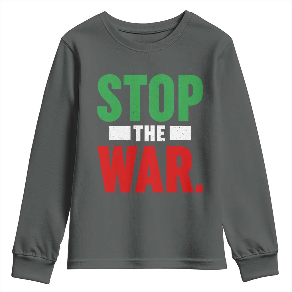 Free Iran Support Iranian MIGA Youth Sweatshirt Stop The War TS14 Dark Heather Print Your Wear