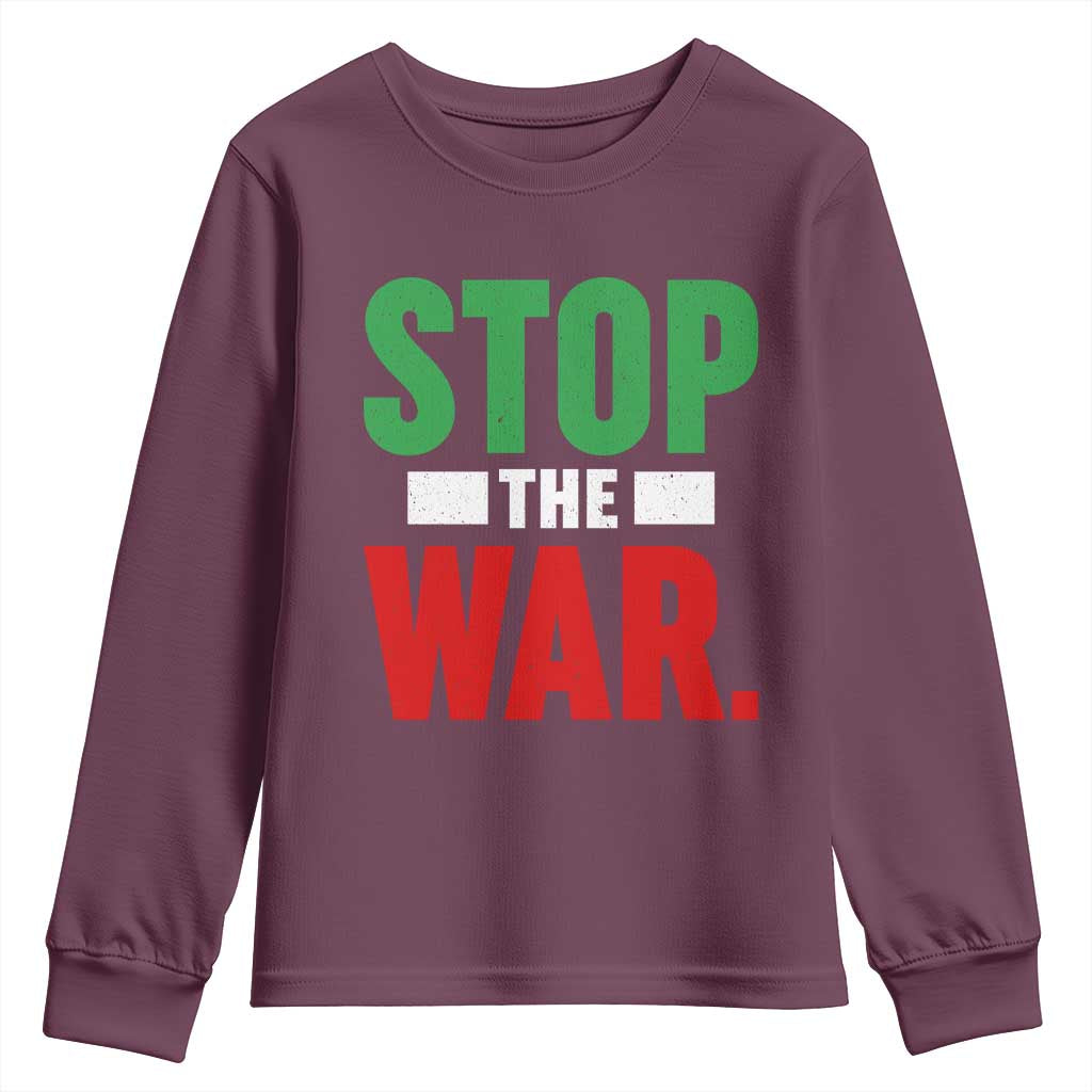 Free Iran Support Iranian MIGA Youth Sweatshirt Stop The War TS14 Maroon Print Your Wear