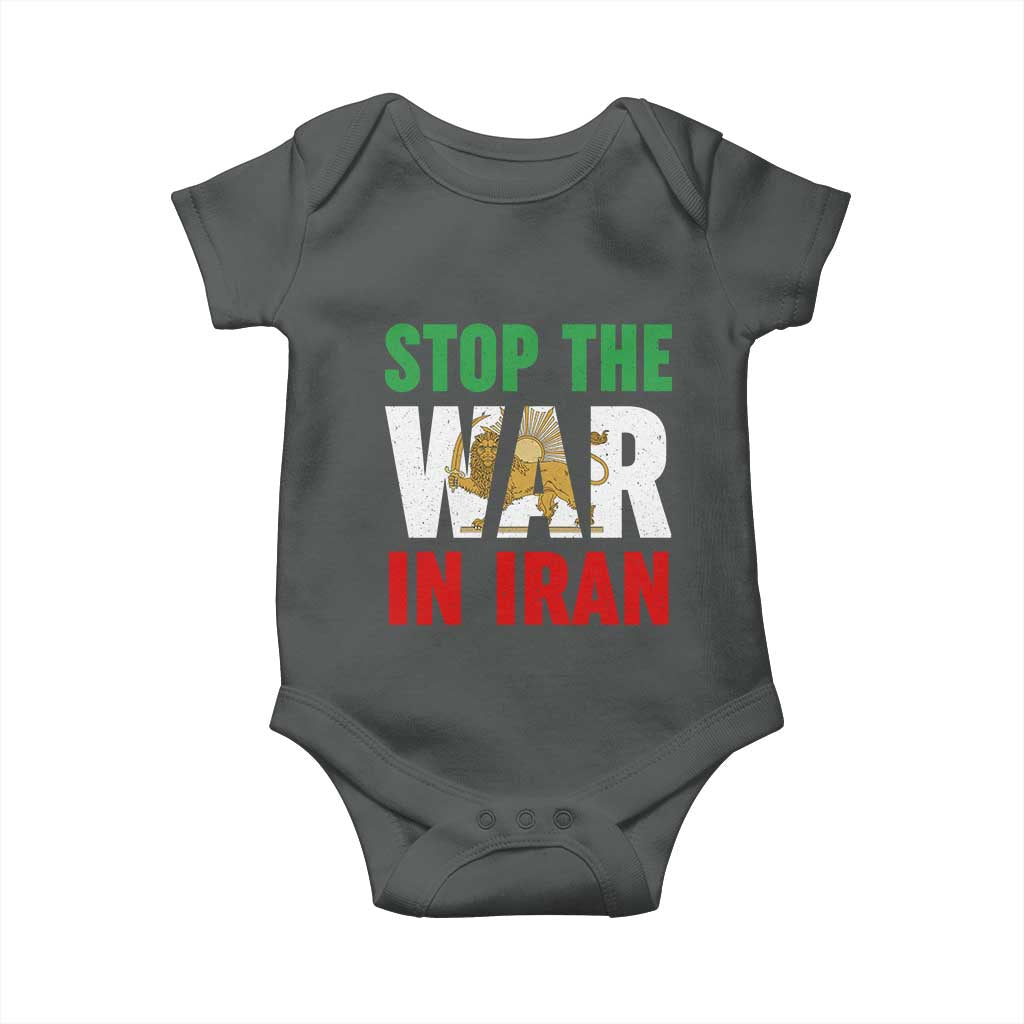 Free Iran Support Iranian MIGA Baby Onesie Stop The War In Iran TS14 Dark Heather Print Your Wear
