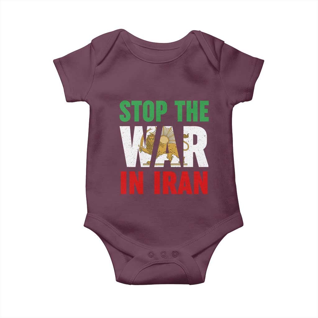 Free Iran Support Iranian MIGA Baby Onesie Stop The War In Iran TS14 Maroon Print Your Wear