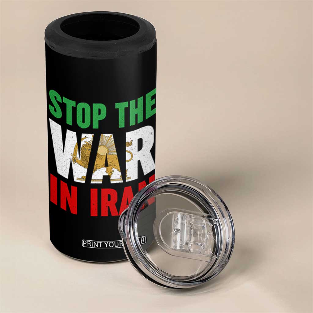 Free Iran Support Iranian MIGA 4 in 1 Can Cooler Tumbler Stop The War In Iran TS14 Print Your Wear
