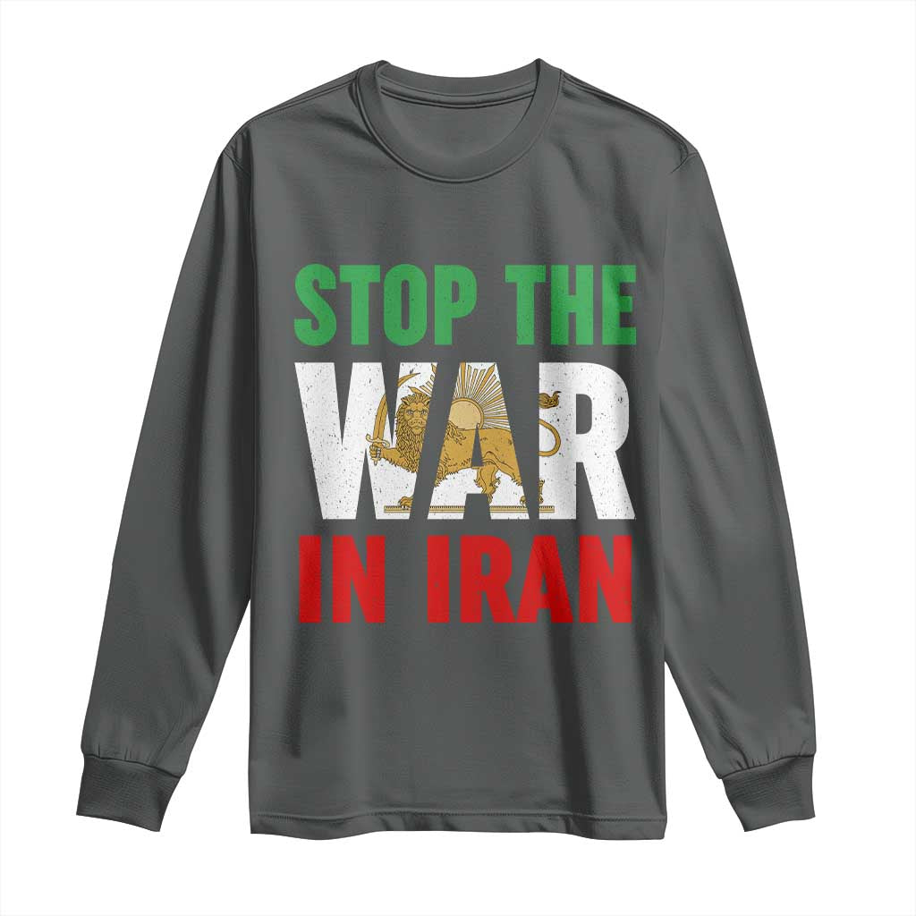 Free Iran Support Iranian MIGA Long Sleeve Shirt Stop The War In Iran TS14 Dark Heather Print Your Wear