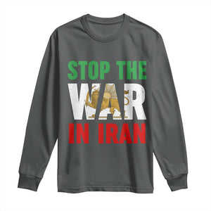 Free Iran Support Iranian MIGA Long Sleeve Shirt Stop The War In Iran TS14 Dark Heather Print Your Wear