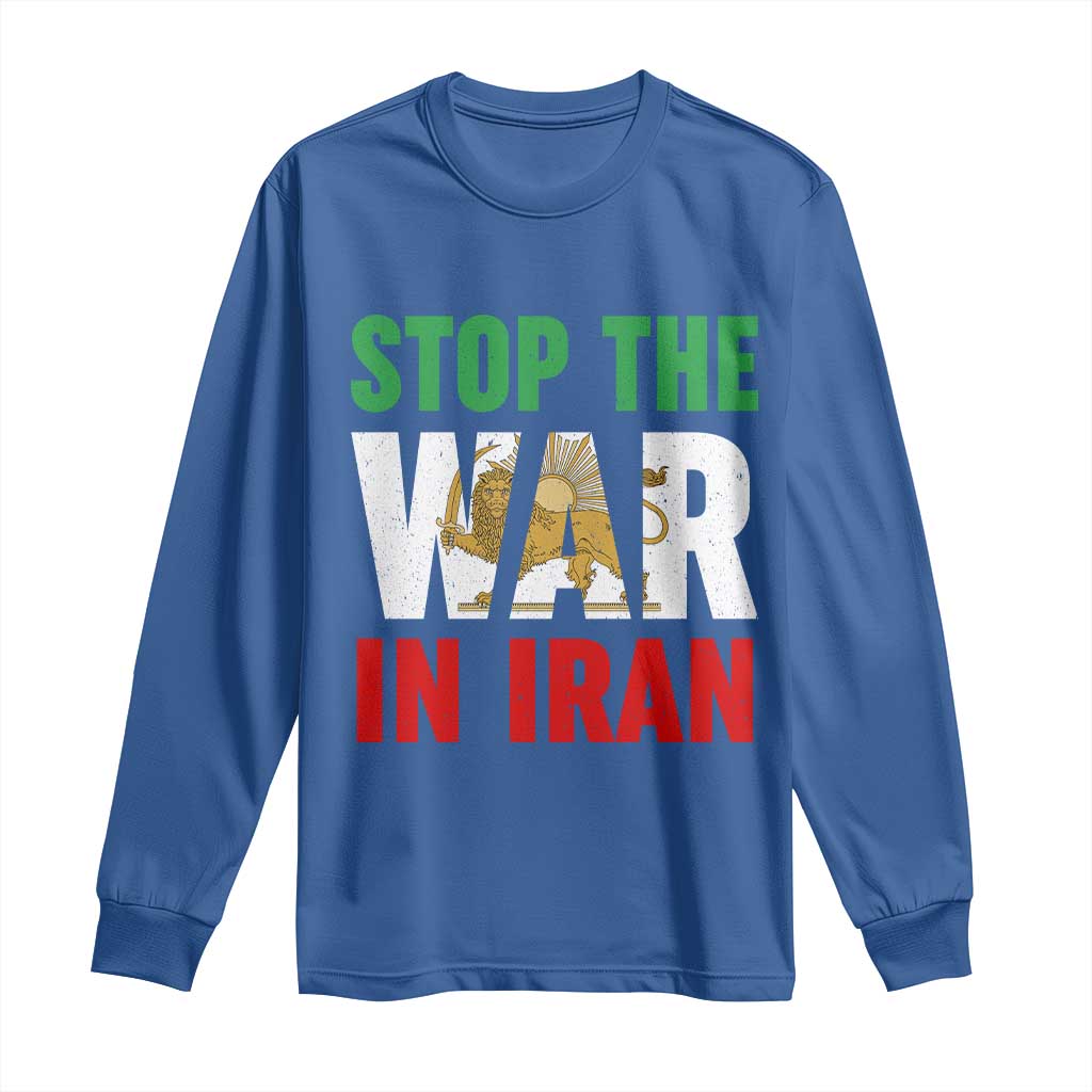 Free Iran Support Iranian MIGA Long Sleeve Shirt Stop The War In Iran TS14 Royal Blue Print Your Wear