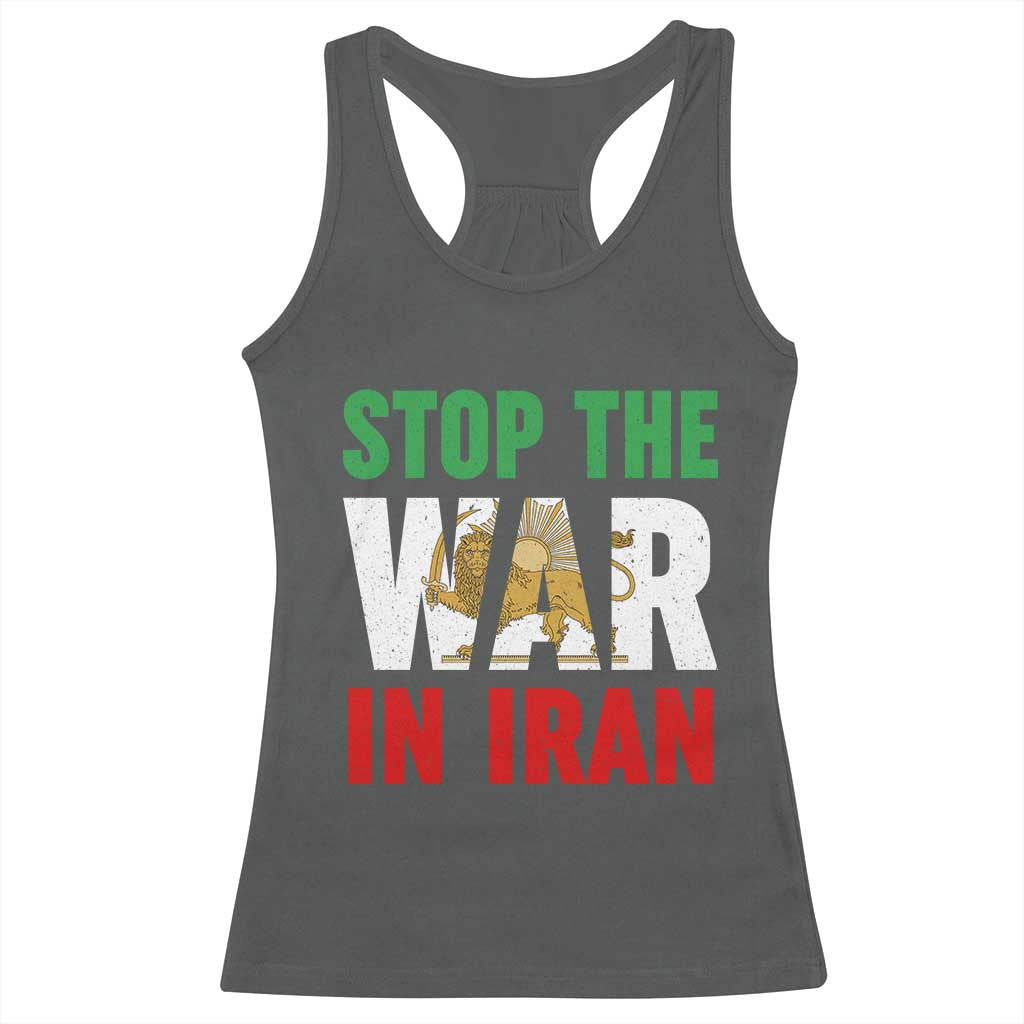 Free Iran Support Iranian MIGA Racerback Tank Top Stop The War In Iran TS14 Dark Heather Print Your Wear