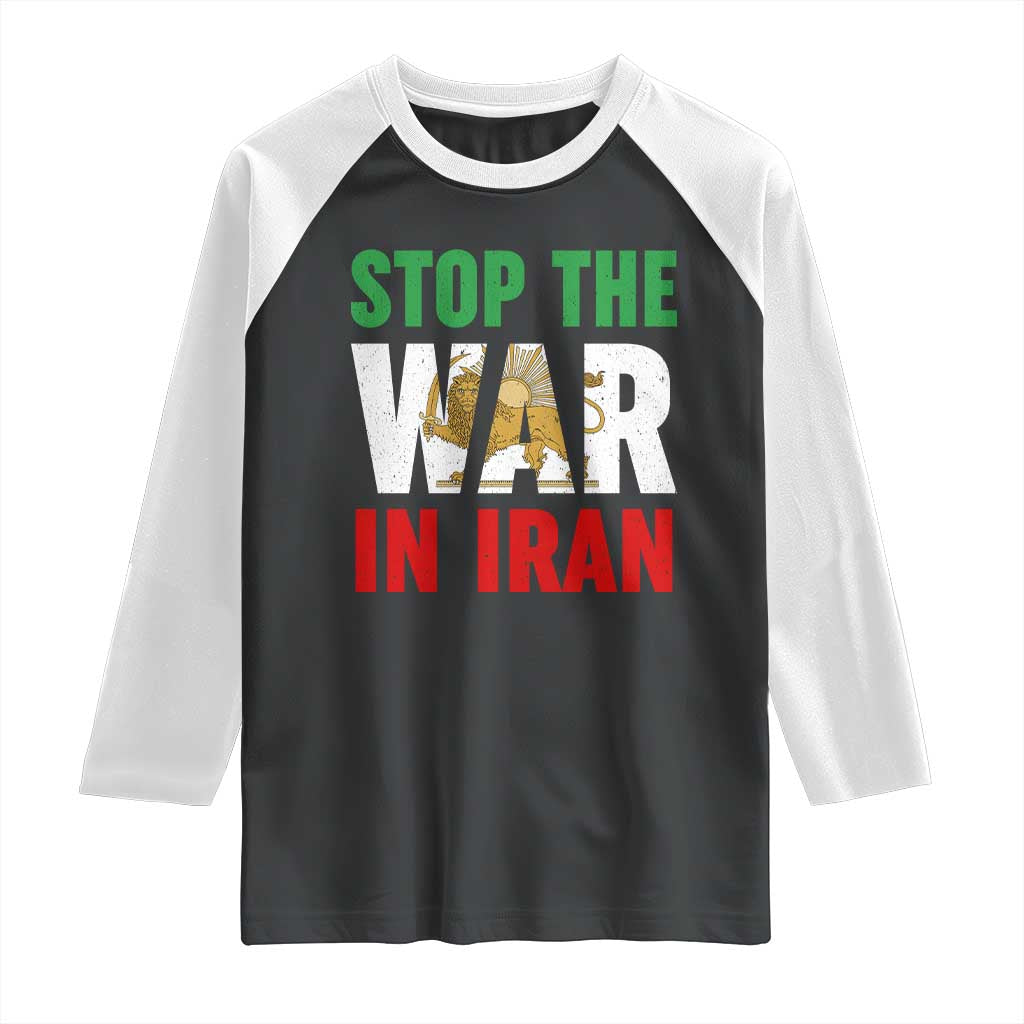 Free Iran Support Iranian MIGA Raglan Shirt Stop The War In Iran TS14 Black White Print Your Wear