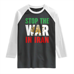 Free Iran Support Iranian MIGA Raglan Shirt Stop The War In Iran TS14 Black White Print Your Wear