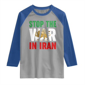 Free Iran Support Iranian MIGA Raglan Shirt Stop The War In Iran TS14 Sport Gray Royal Print Your Wear