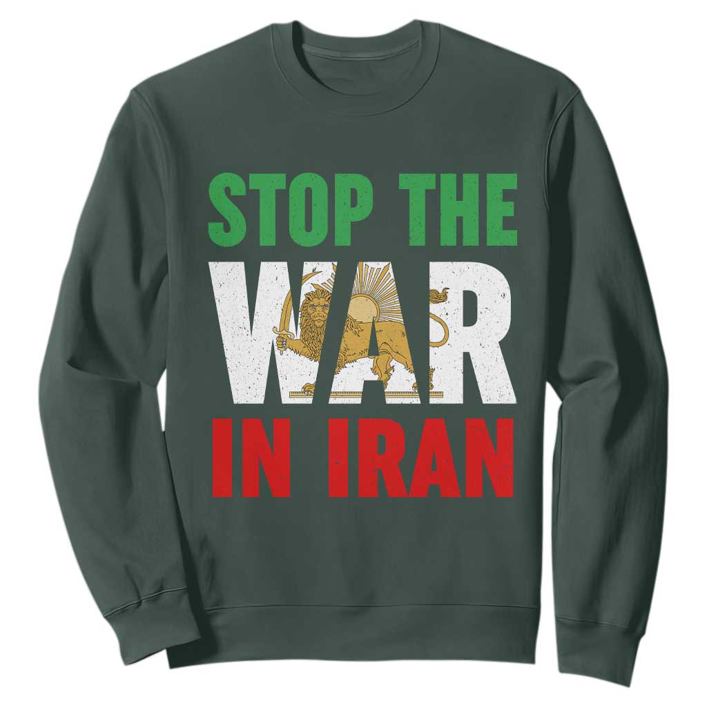 Free Iran Support Iranian MIGA Sweatshirt Stop The War In Iran TS14 Dark Forest Green Print Your Wear
