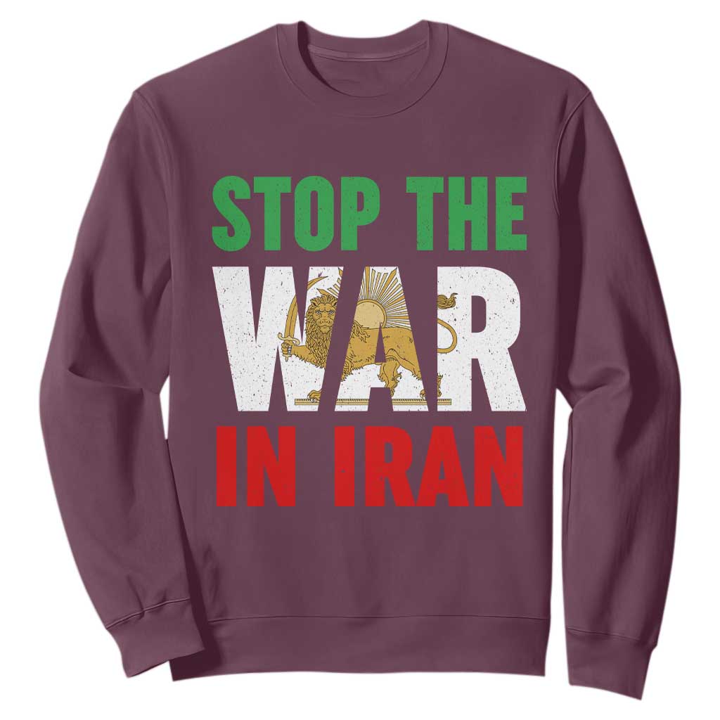 Free Iran Support Iranian MIGA Sweatshirt Stop The War In Iran TS14 Maroon Print Your Wear
