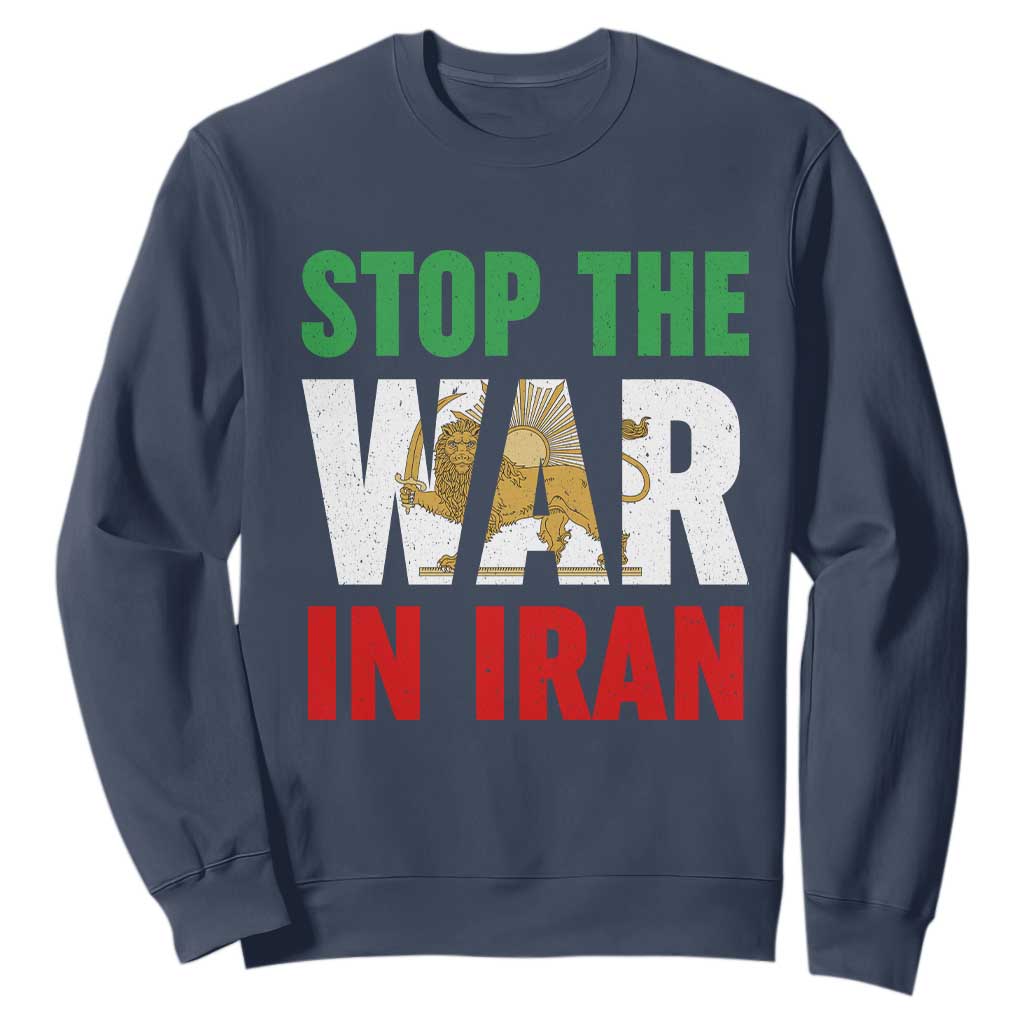 Free Iran Support Iranian MIGA Sweatshirt Stop The War In Iran TS14 Navy Print Your Wear