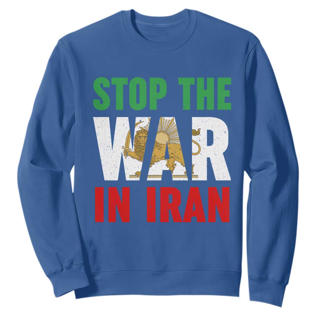 Free Iran Support Iranian MIGA Sweatshirt Stop The War In Iran TS14 Royal Blue Print Your Wear