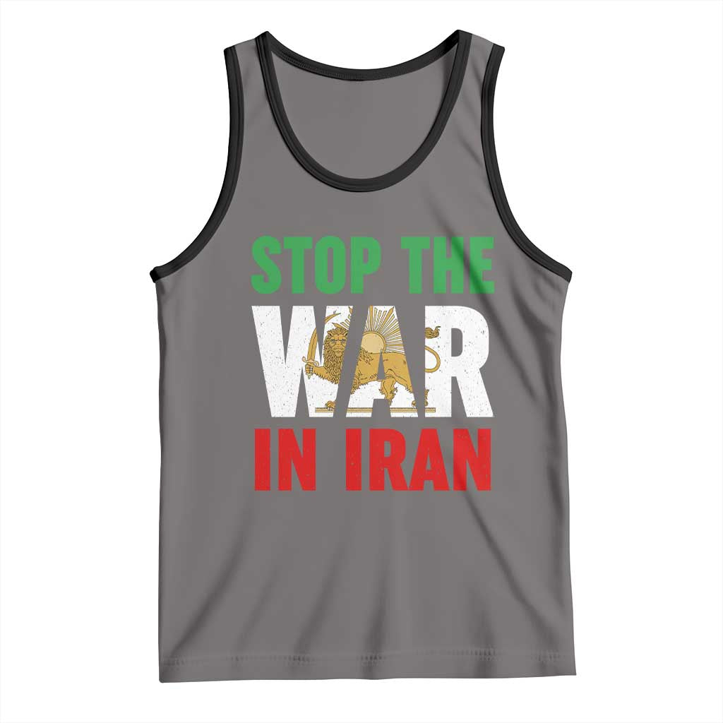 Free Iran Support Iranian MIGA Tank Top Stop The War In Iran TS14 Deep Heather Black Print Your Wear