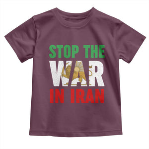 Free Iran Support Iranian MIGA Toddler T Shirt Stop The War In Iran TS14 Maroon Print Your Wear