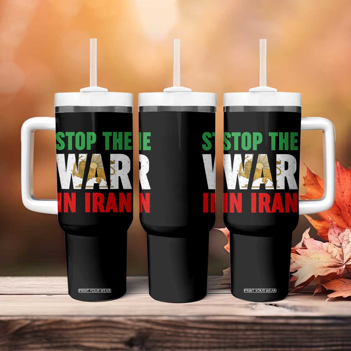 Free Iran Support Iranian MIGA Tumbler With Handle Stop The War In Iran TS14 Print Your Wear