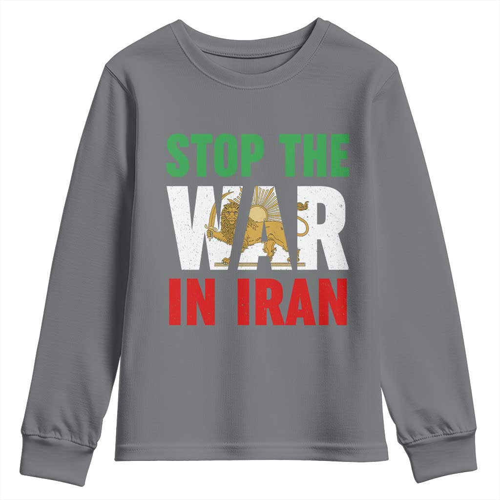 Free Iran Support Iranian MIGA Youth Sweatshirt Stop The War In Iran TS14 Charcoal Print Your Wear