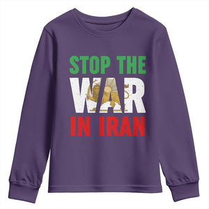 Free Iran Support Iranian MIGA Youth Sweatshirt Stop The War In Iran TS14 Purple Print Your Wear