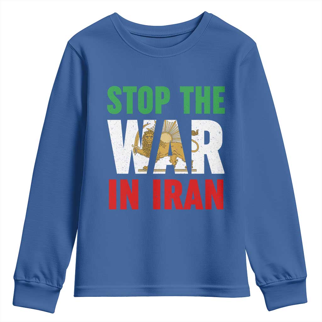 Free Iran Support Iranian MIGA Youth Sweatshirt Stop The War In Iran TS14 Royal Blue Print Your Wear