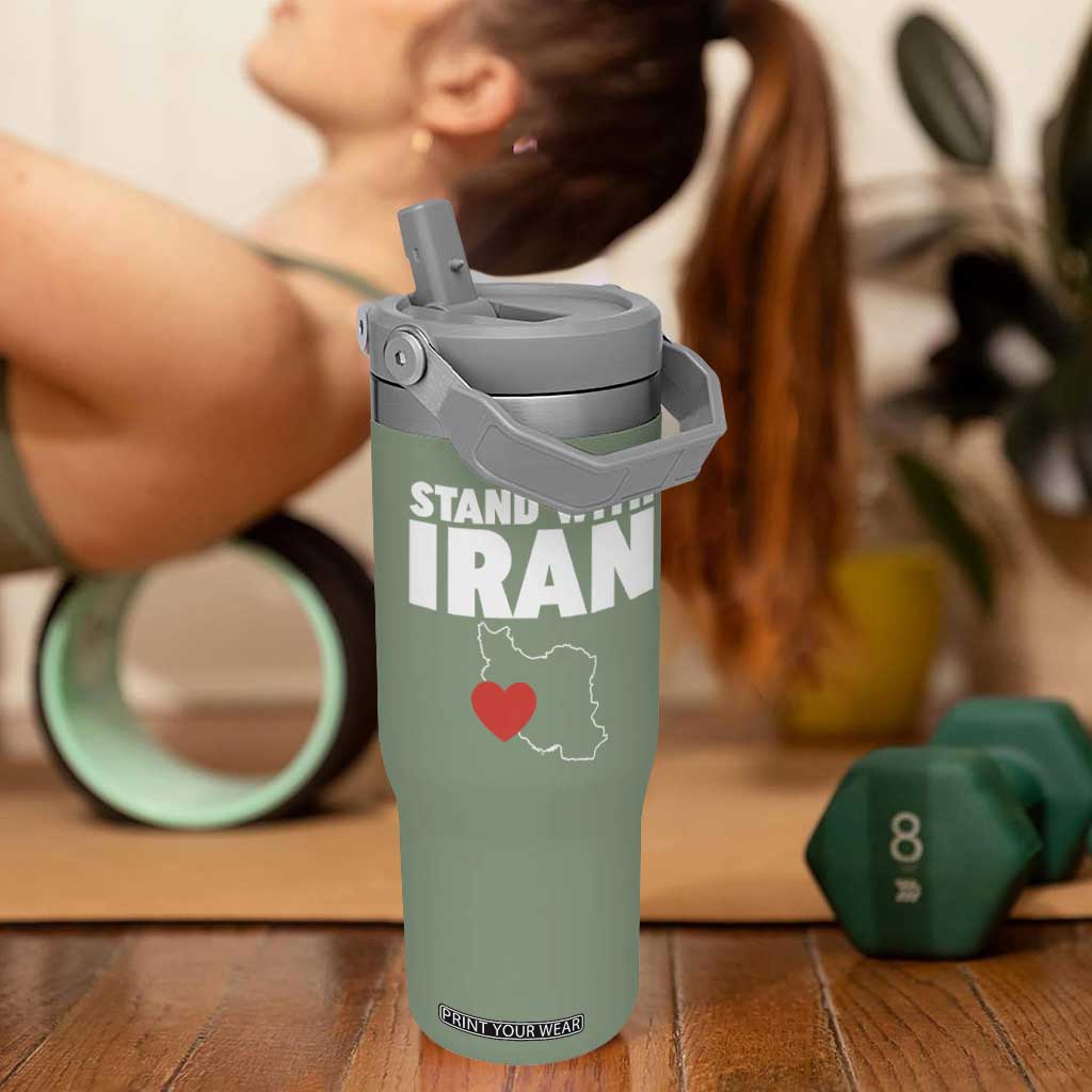 Free Iran Support Iranian MIGA Flip Straw Tumbler TS14 One Size: 30 oz Moss Green Print Your Wear