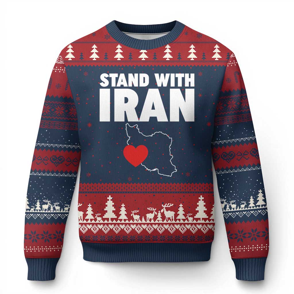 Free Iran Support Iranian MIGA Ugly Christmas Sweater TS14 Navy Red Print Your Wear