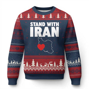 Free Iran Support Iranian MIGA Ugly Christmas Sweater TS14 Navy Red Print Your Wear