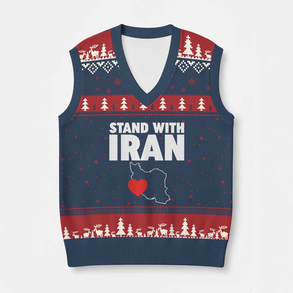 Free Iran Support Iranian MIGA V-Neck Knit Sweater Vest TS14 Navy Red Print Your Wear