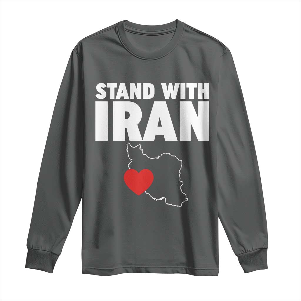 Free Iran Support Iranian MIGA Long Sleeve Shirt TS14 Dark Heather Print Your Wear