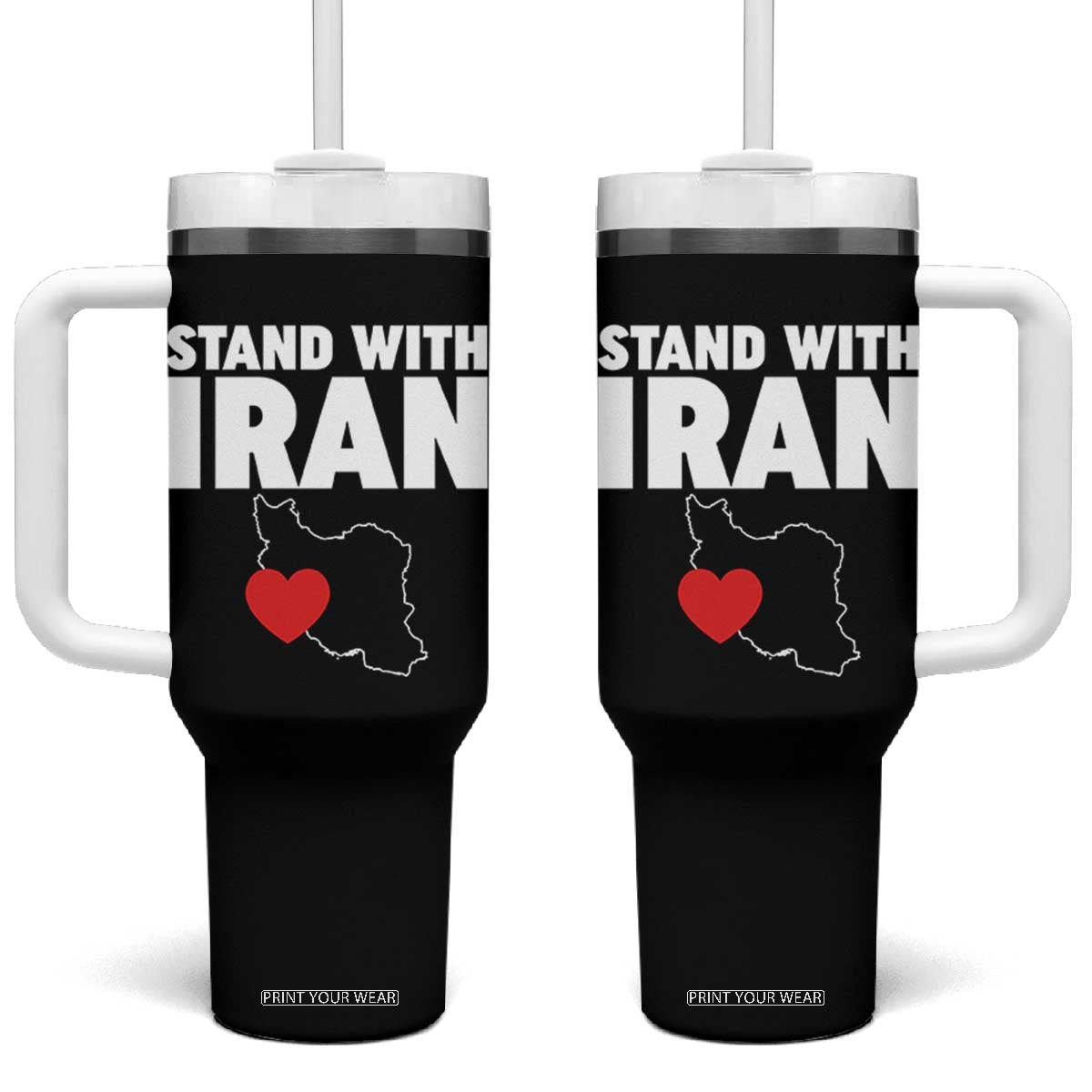 Free Iran Support Iranian MIGA Tumbler With Handle TS14 One Size: 40 oz Black Print Your Wear
