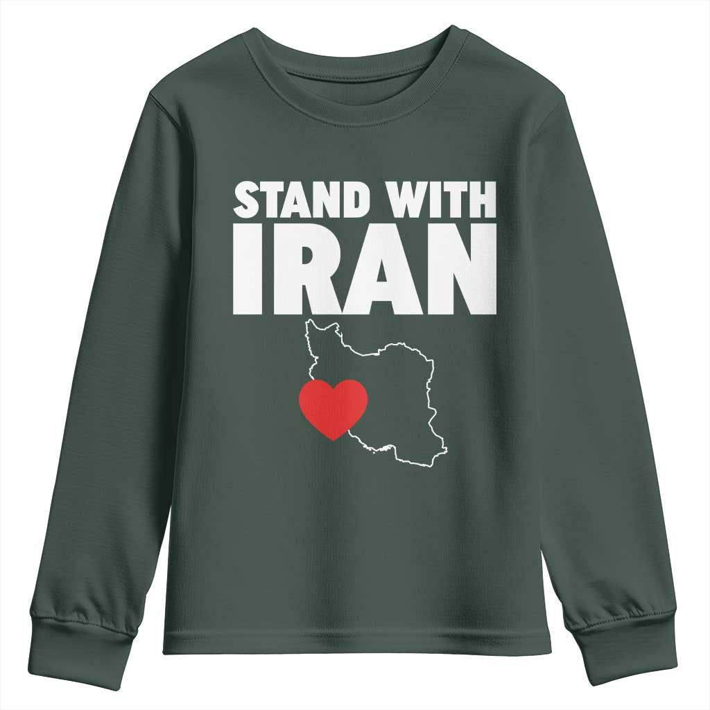 Free Iran Support Iranian MIGA Youth Sweatshirt TS14 Dark Forest Green Print Your Wear