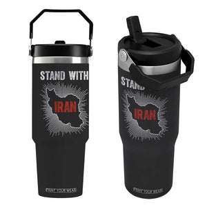 Free Iran Support Flip Straw Tumbler Stand With Iran TS14 One Size: 30 oz Black Print Your Wear