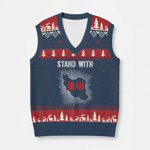 Free Iran Support V-Neck Knit Sweater Vest Stand With Iran TS14 Navy Red Print Your Wear