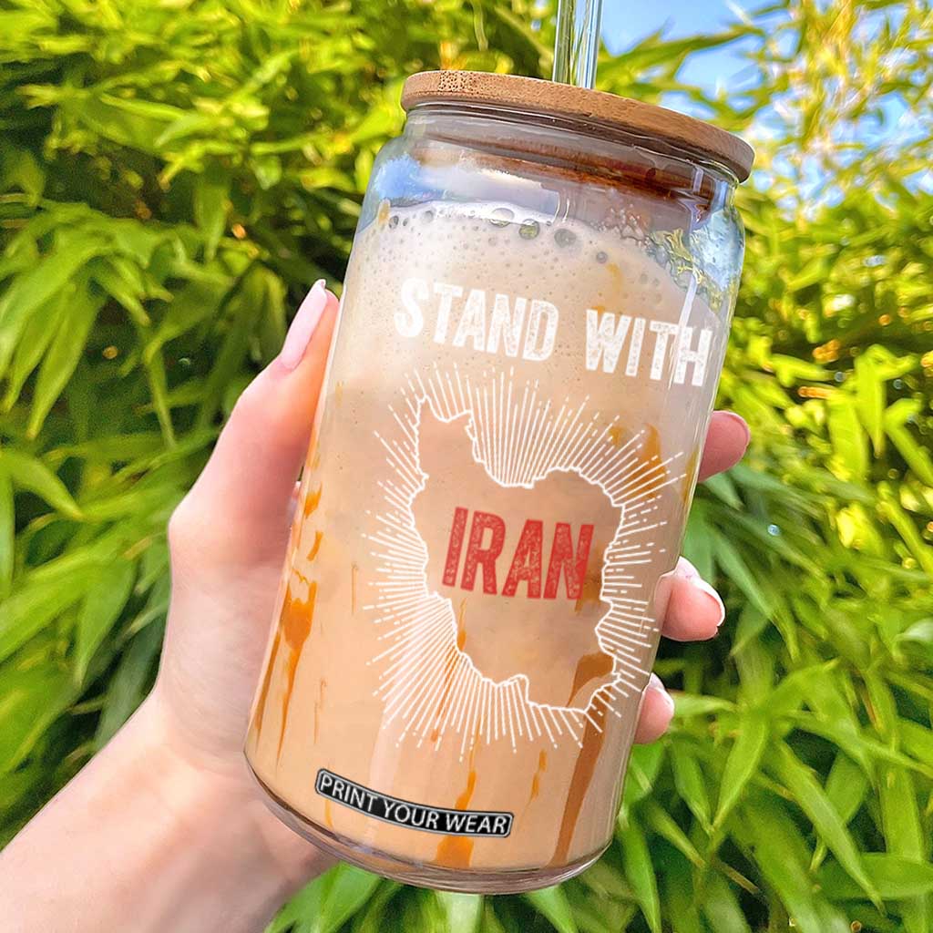 Free Iran Support Glass Can Stand With Iran TS14 Black Print Your Wear