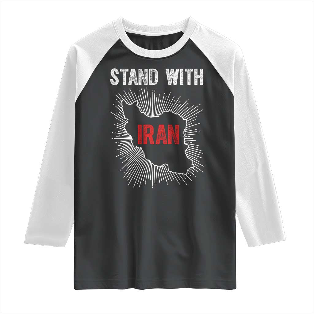 Free Iran Support Raglan Shirt Stand With Iran TS14 Black White Print Your Wear
