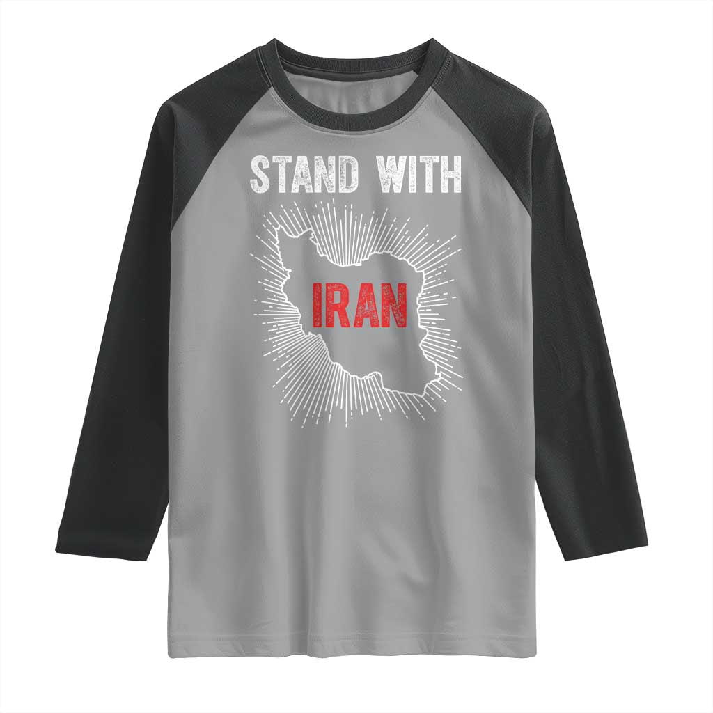Free Iran Support Raglan Shirt Stand With Iran TS14 Sport Gray Black Print Your Wear